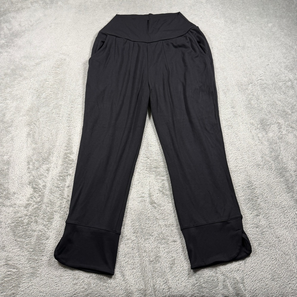 Allison Izu Hawaii Harem Pants Women Small Black Flowy Rayon Spandex Made in USA